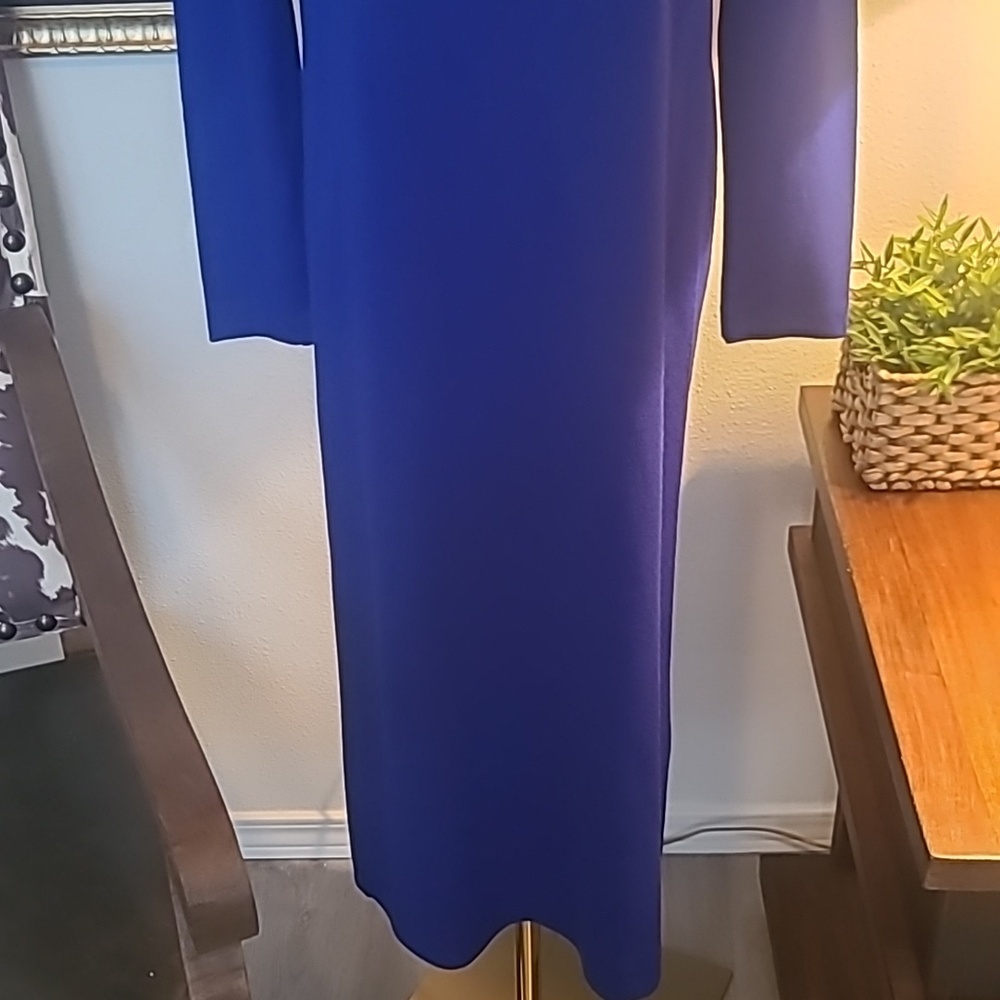 Nina Leonard Cobalt Blue Long-Sleeve Mock Neck Dress - Picture 4 of 10